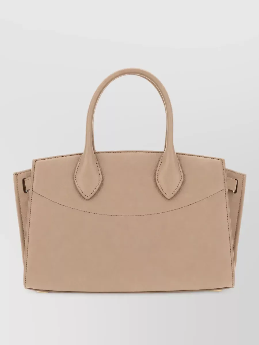 Ferragamo Leather Tote in Taupe, photo 2