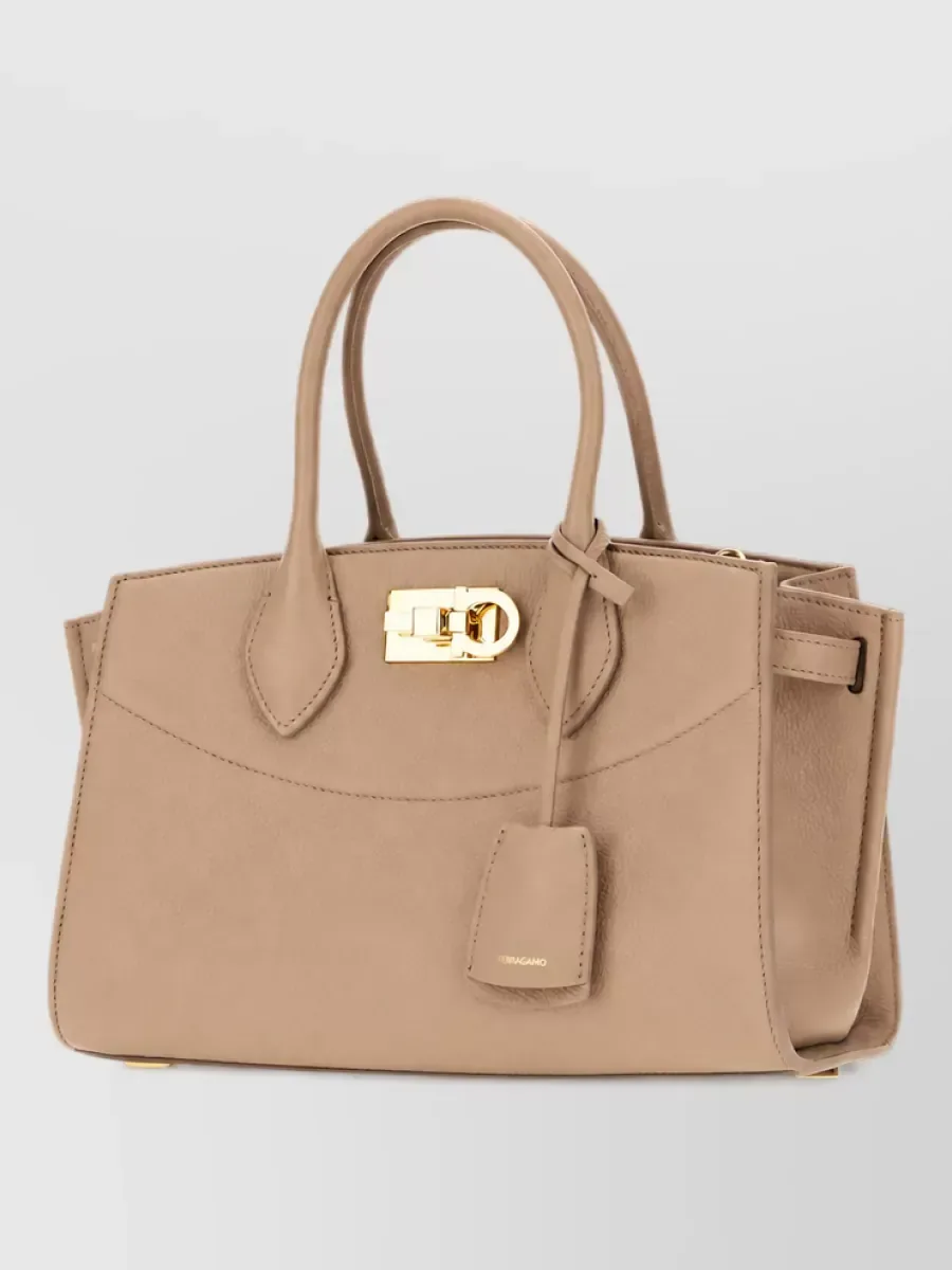 Ferragamo Leather Tote in Taupe, photo 3