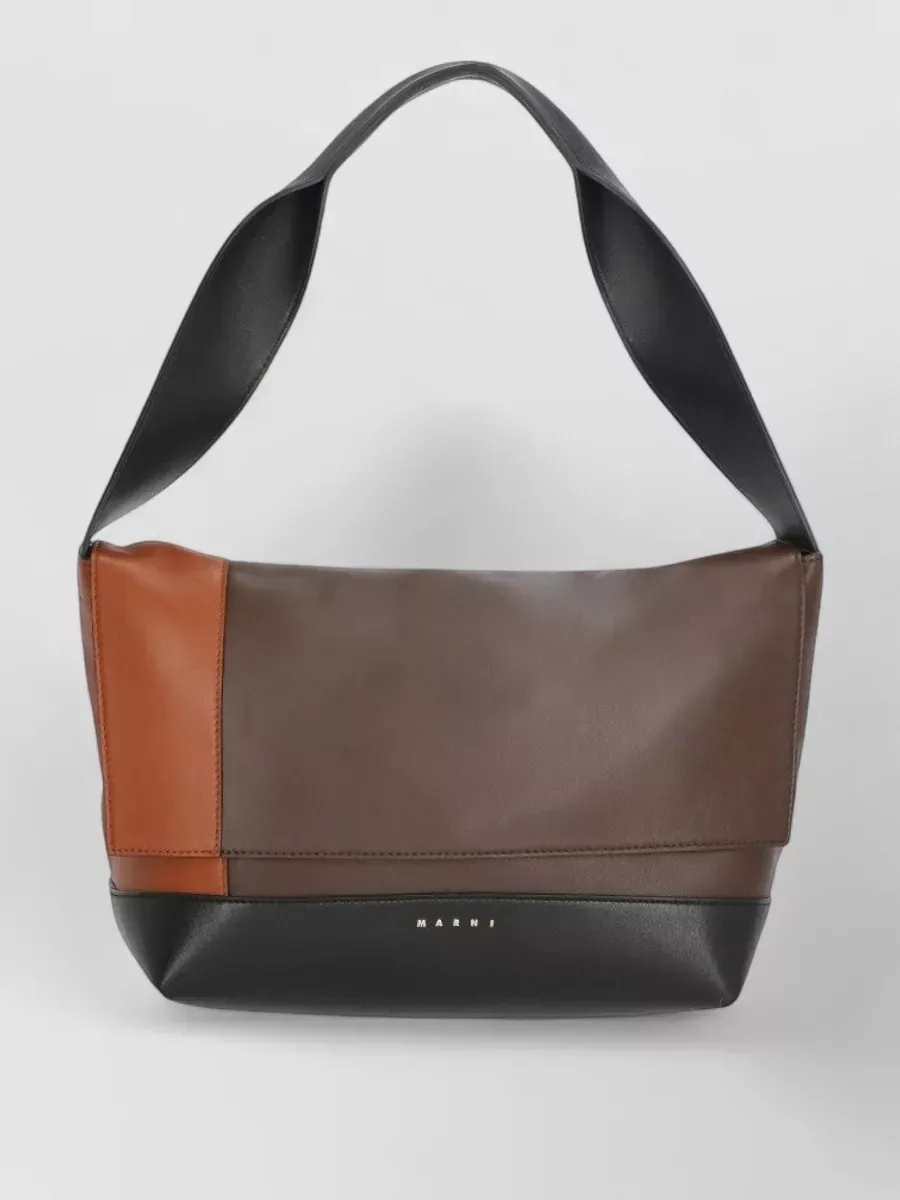Borsa a spalla Marni color block nero/marrone/arancione, foto 1