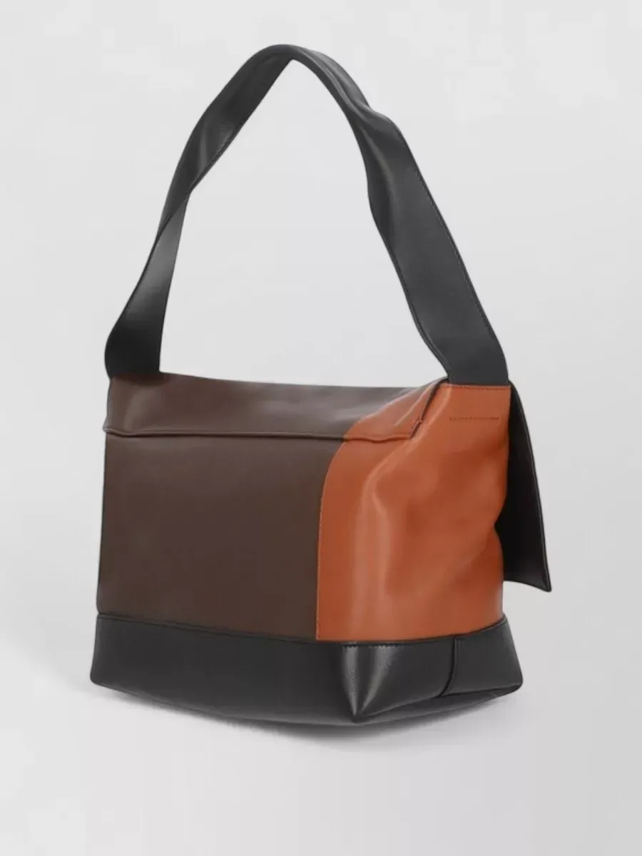 Borsa a spalla Marni color block nero/marrone/arancione, foto 2