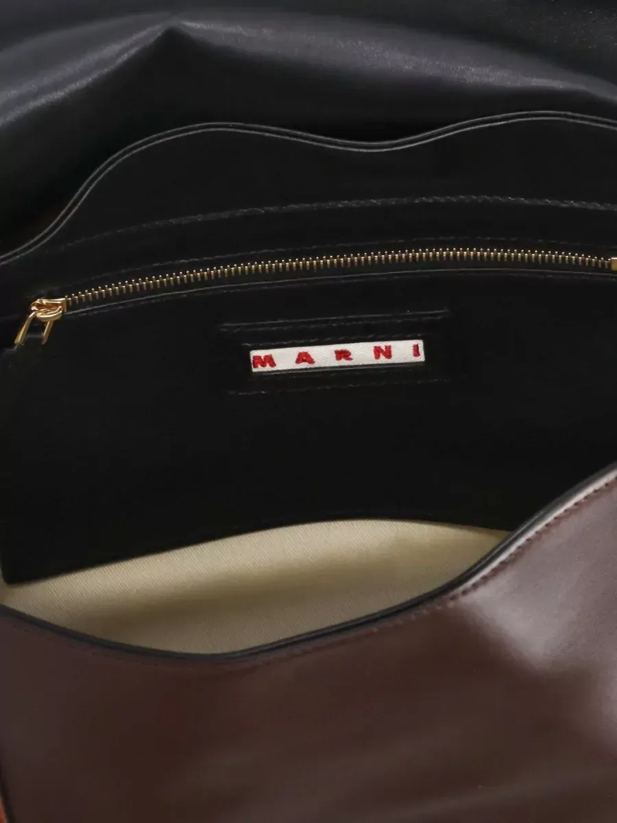 Borsa a spalla Marni color block nero/marrone/arancione, foto 3