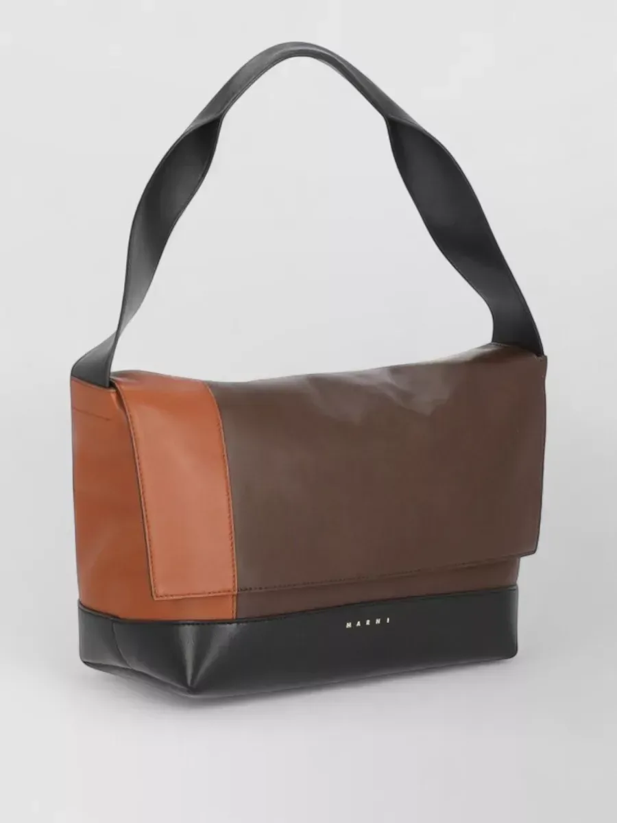 Borsa a spalla Marni color block nero/marrone/arancione, foto 4