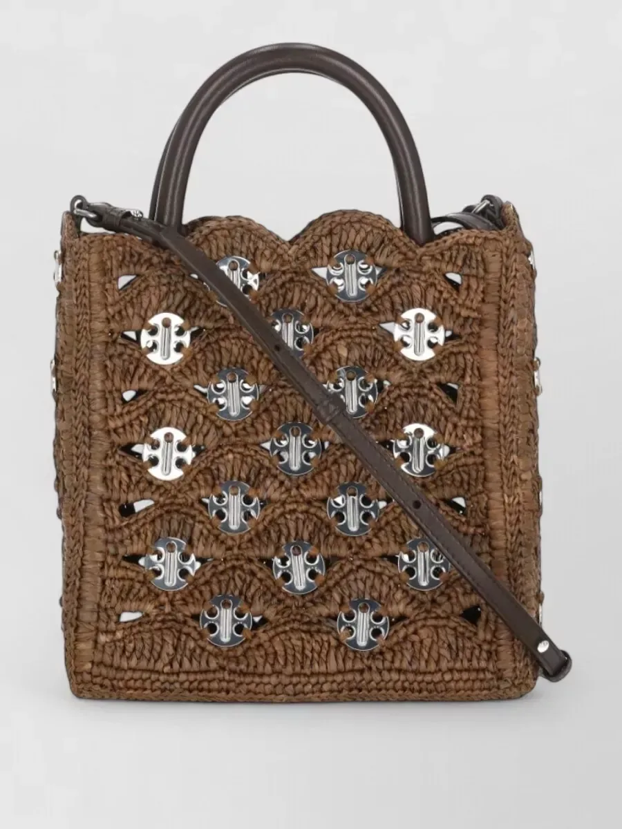 Paco Rabanne Raffia Tote Bag in Braun, Foto 1