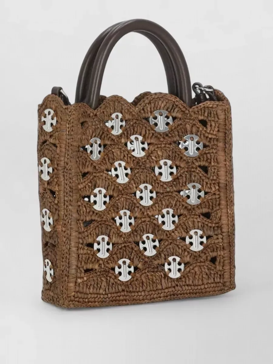 Paco Rabanne Raffia Tote Bag in Braun, Foto 3