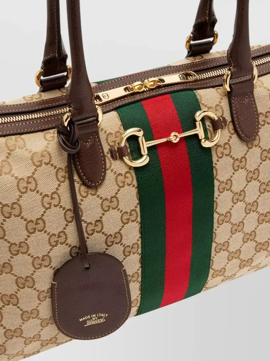 Mala tote grande Gucci em tecido castanho, foto 3