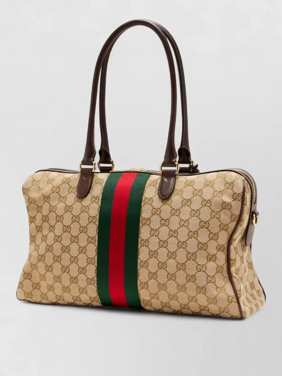 Mala tote grande Gucci em tecido castanho, foto 4