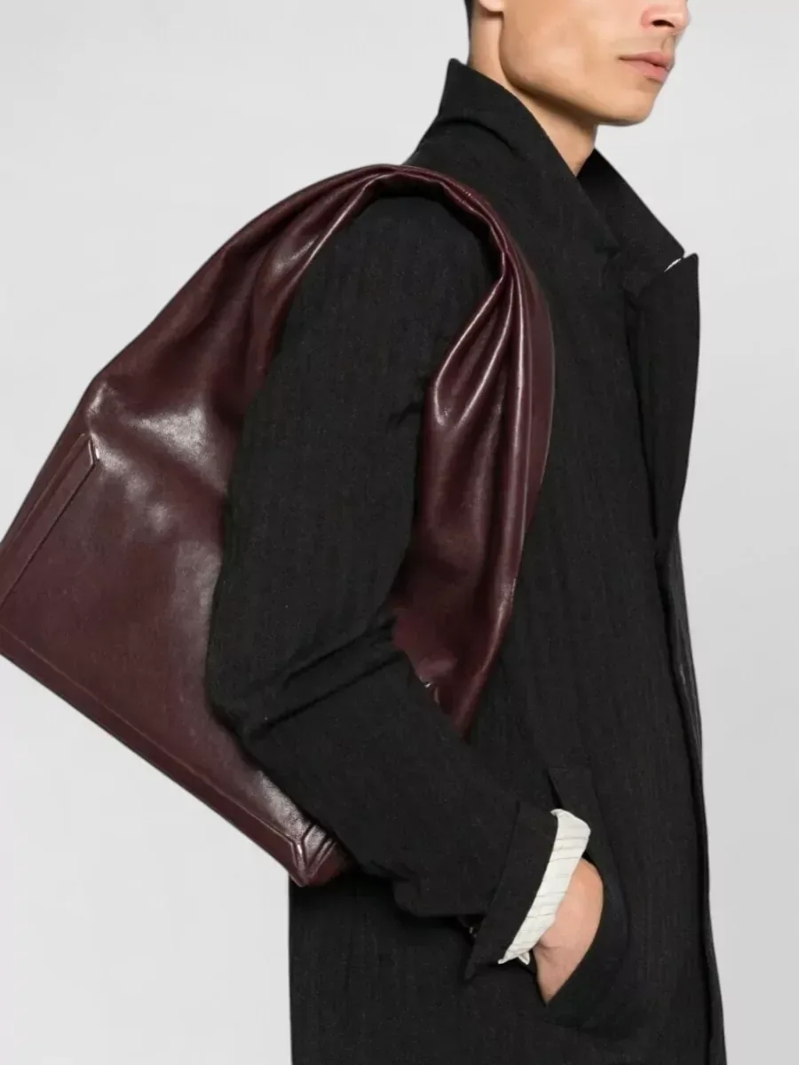 Maison Margiela Leder Tote Bag in Burgunderrot, Foto 2
