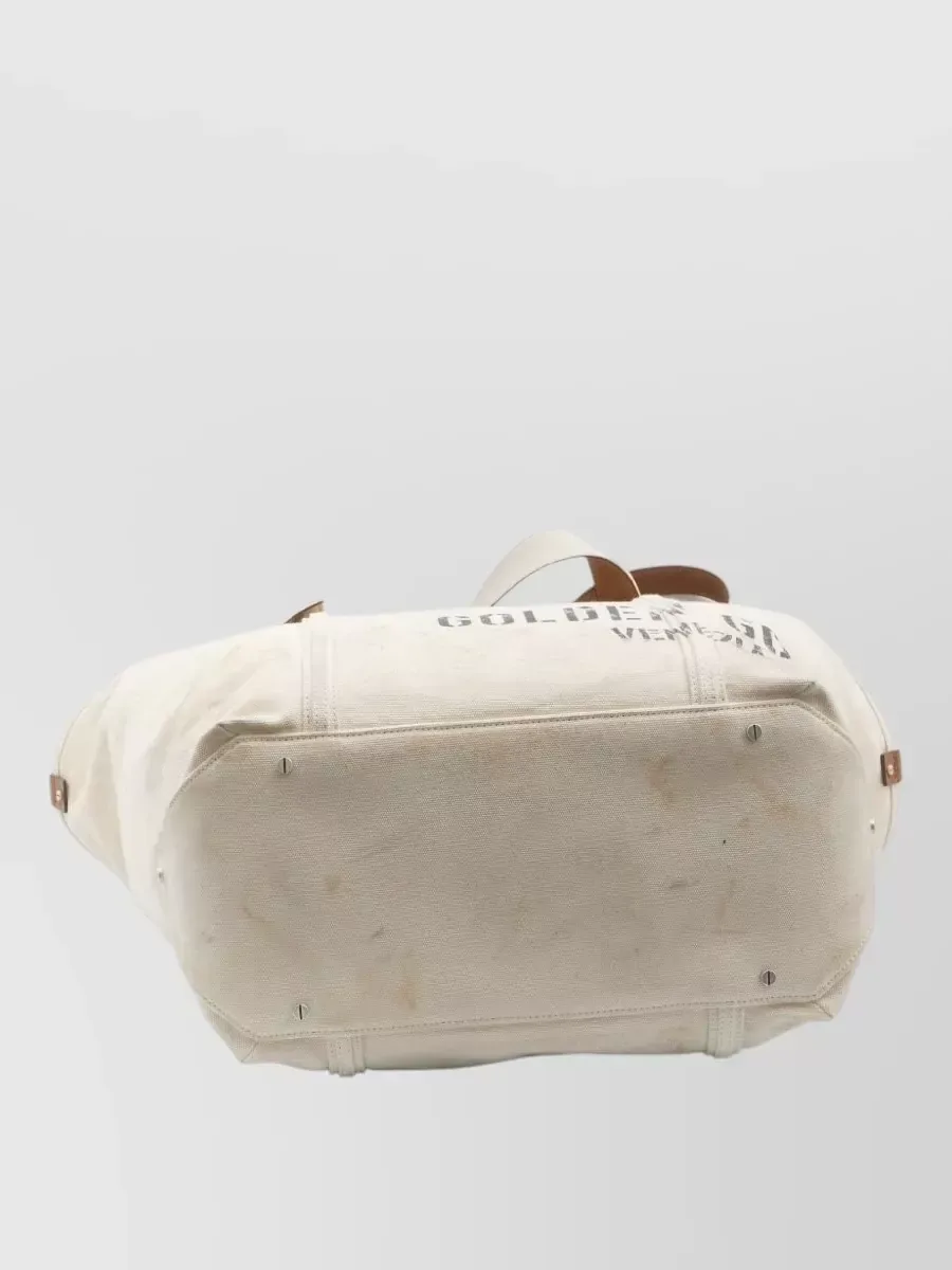 Golden Goose Leather Tote en beige, foto 4