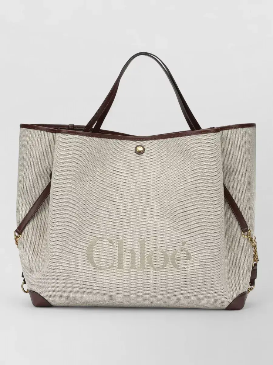 Borsa tote Chloé Carry Large beige, foto 1