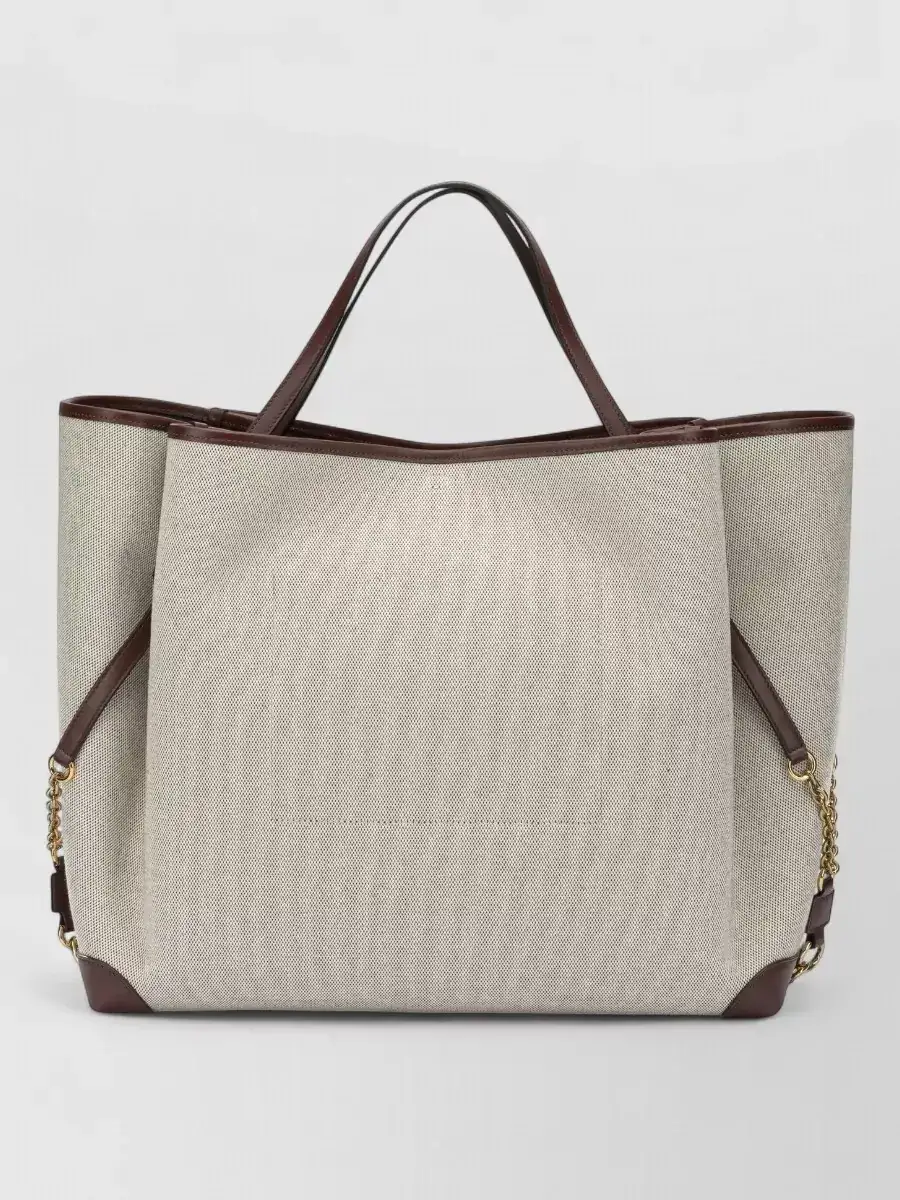 Borsa tote Chloé Carry Large beige, foto 2
