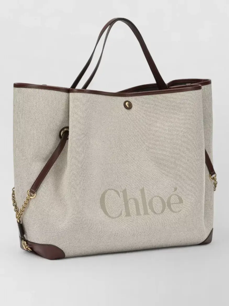 Borsa tote Chloé Carry Large beige, foto 3