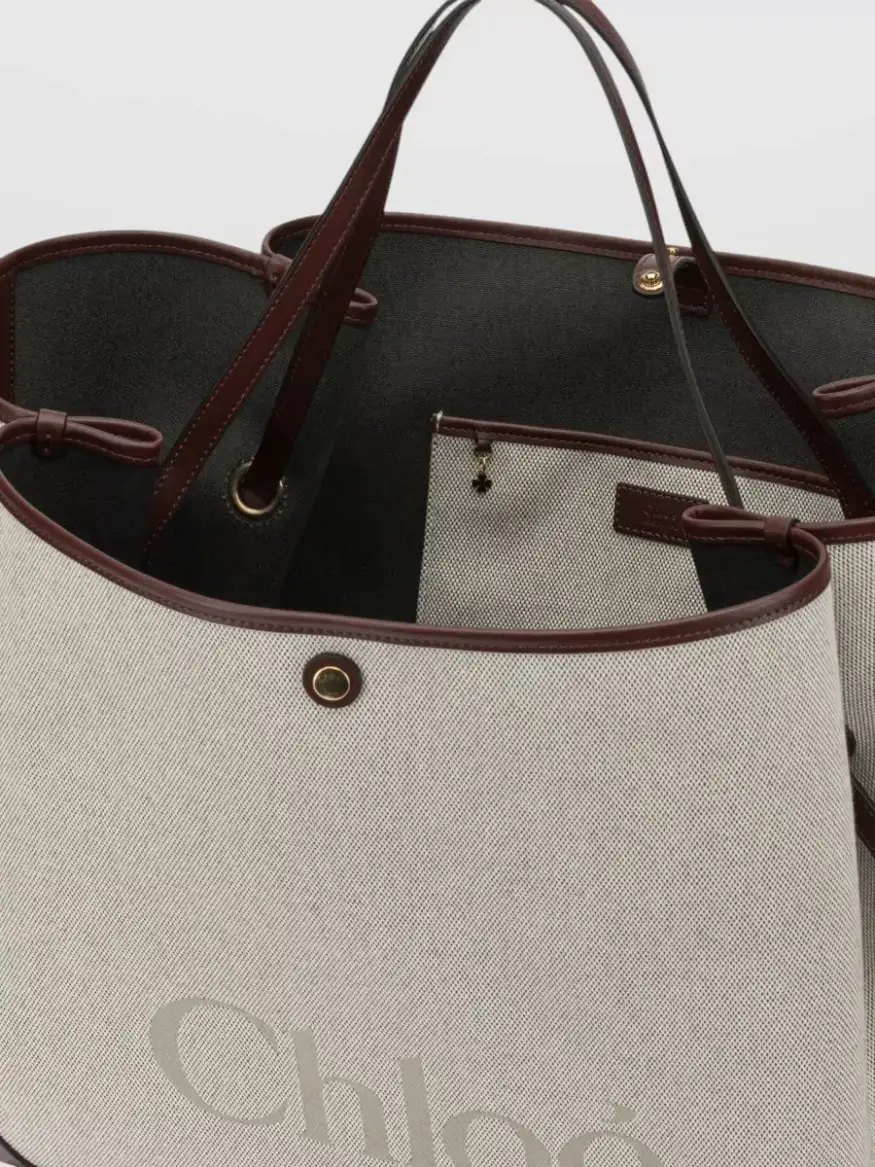 Borsa tote Chloé Carry Large beige, foto 4