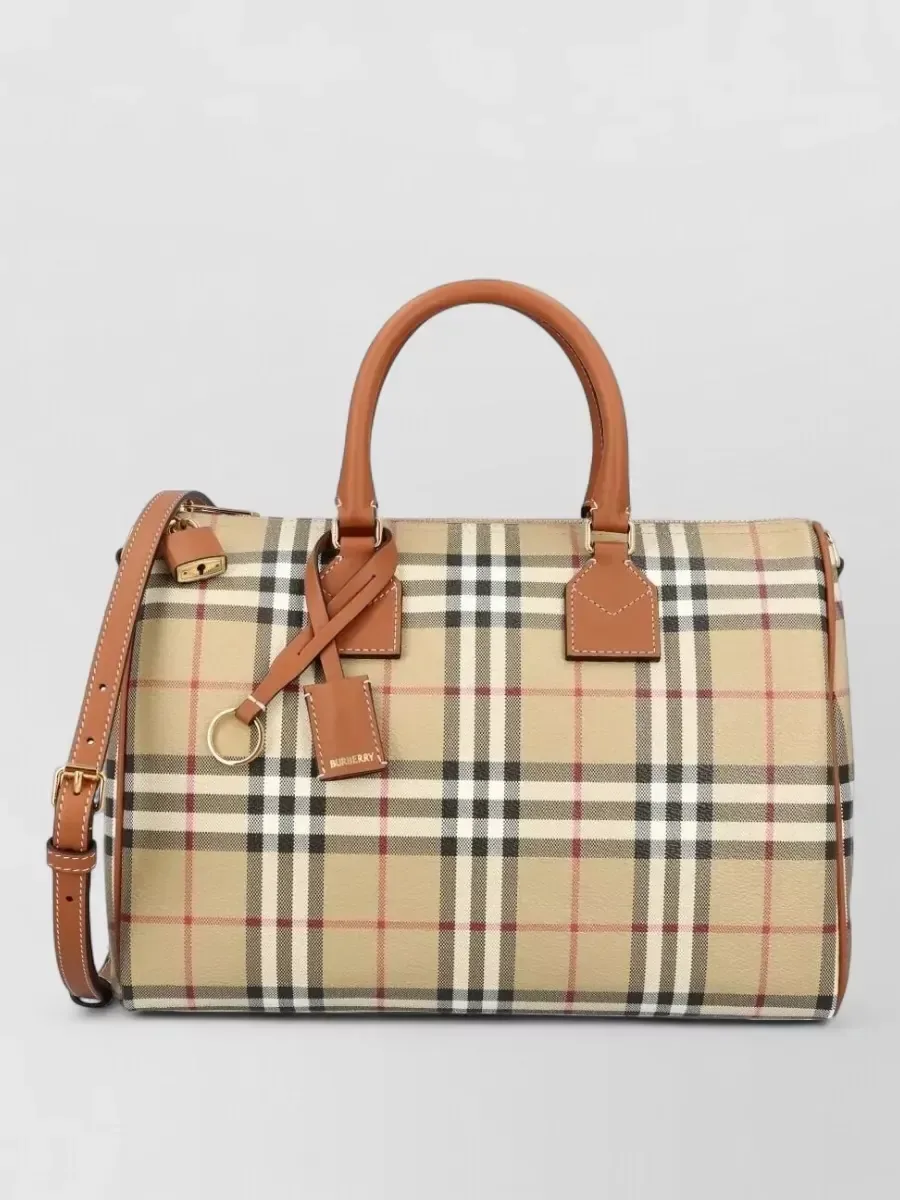 Burberry Check Medium Bowling Bag in Beige, photo 1
