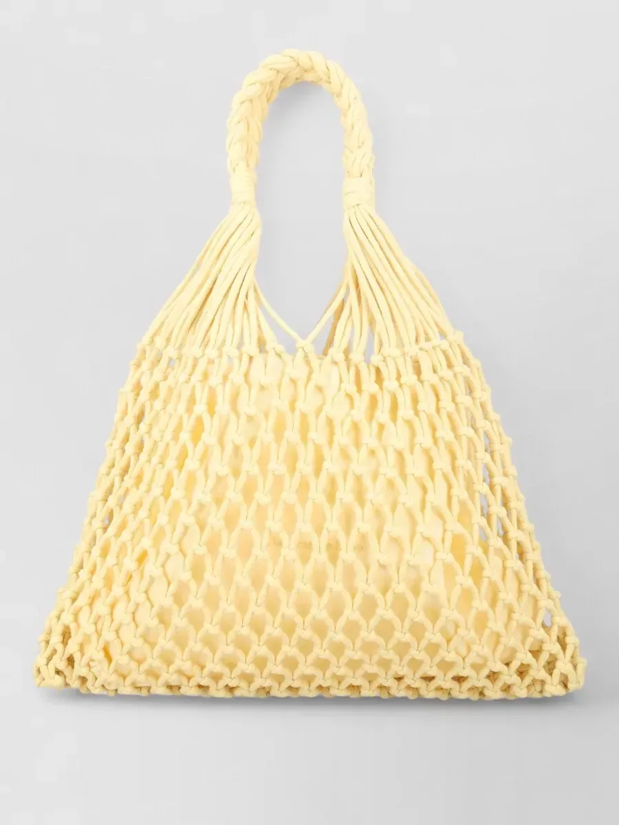 The Frankie Shop Macramé Tote in Pale Yellow, photo 2