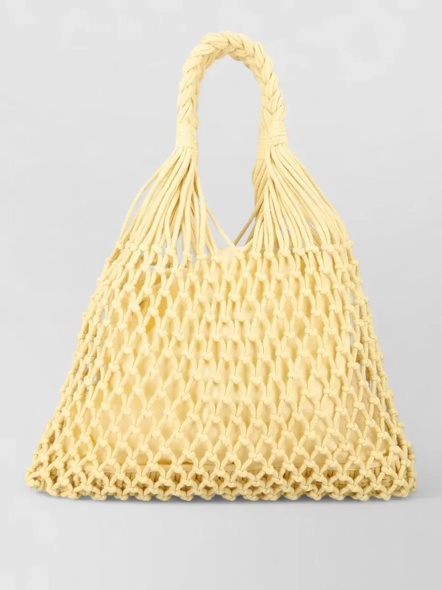 The Frankie Shop Macramé Tote in Pale Yellow, photo 3