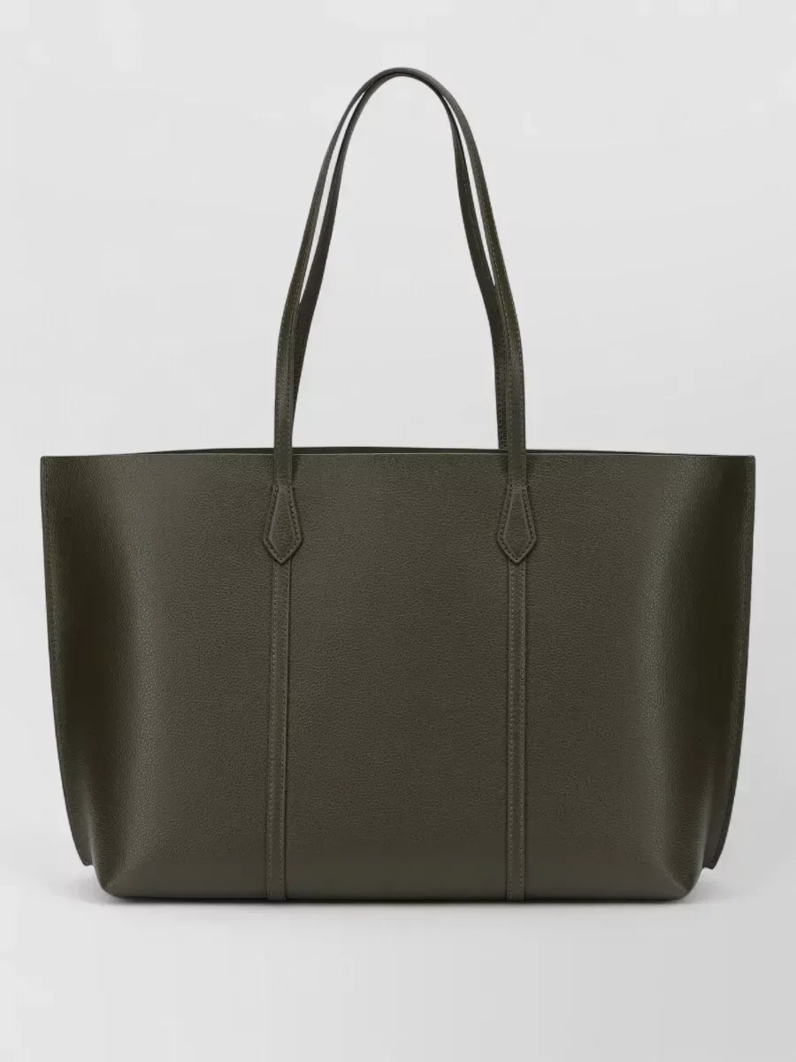 Tory Burch Leather Shoulder Tote em verde-azeitona, foto 2