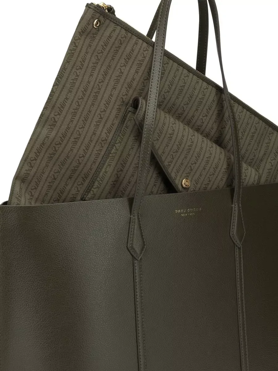 Tory Burch Leather Shoulder Tote em verde-azeitona, foto 4