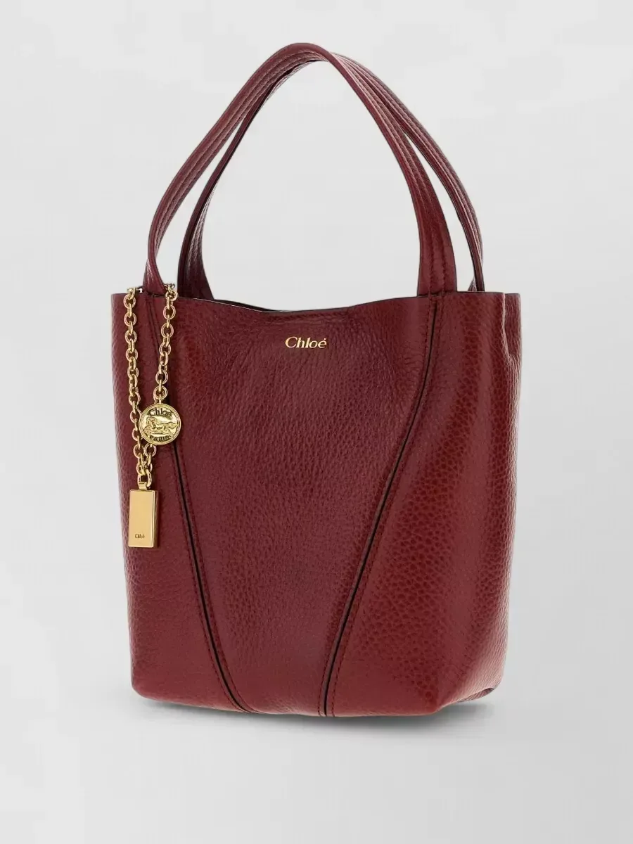 Borsa tote Chloé Spin Small in bordeaux, foto 1
