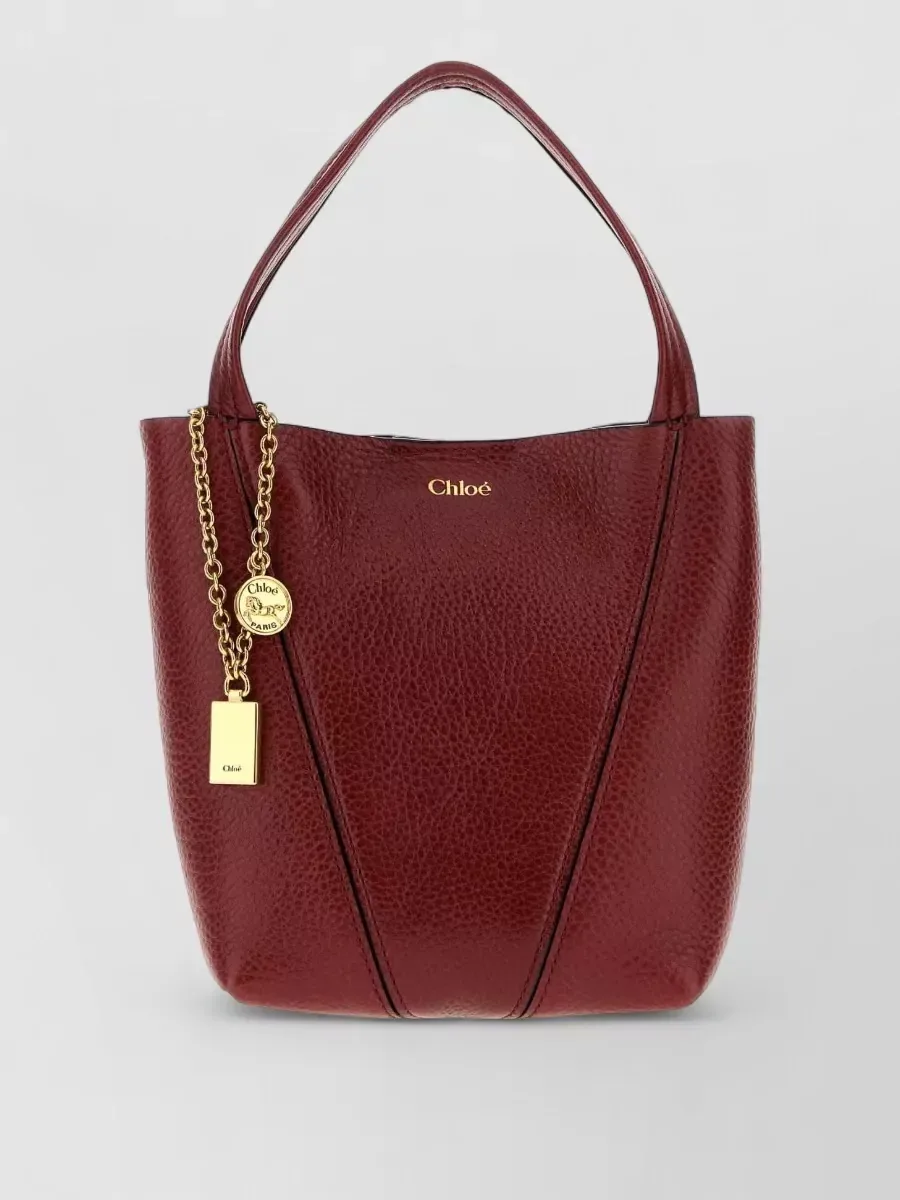 Borsa tote Chloé Spin Small in bordeaux, foto 2