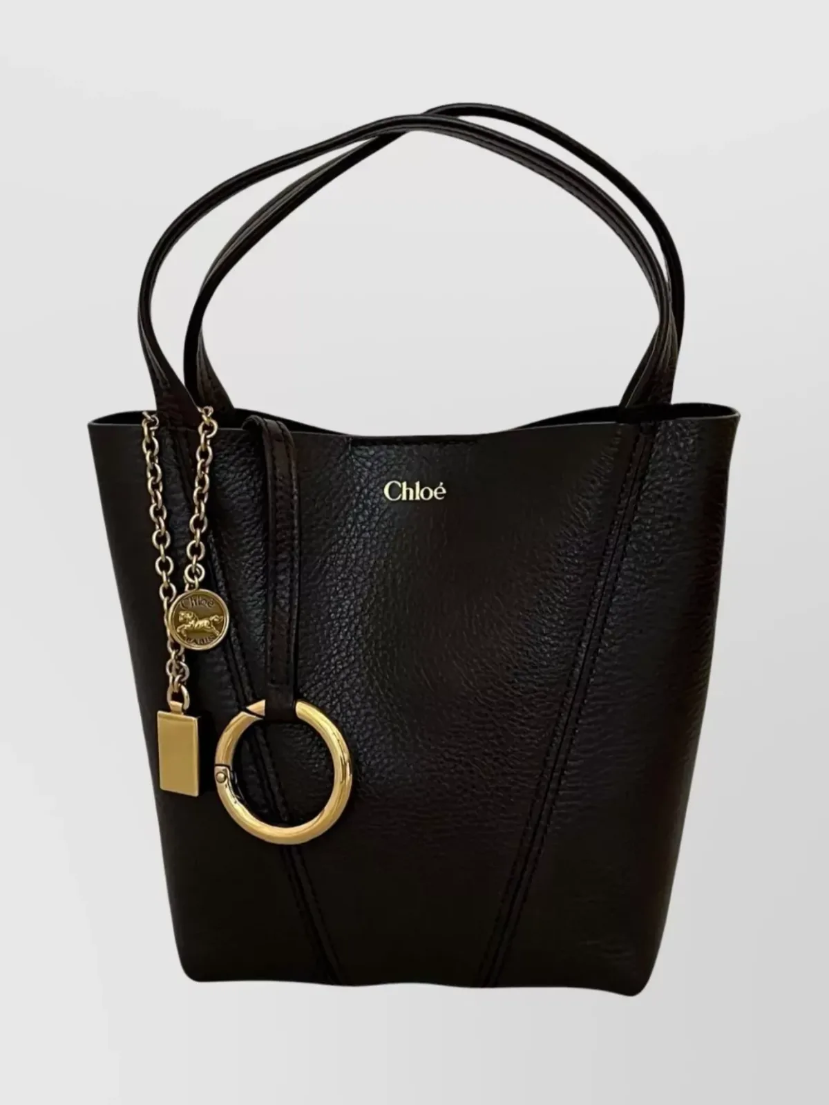 Borsa tote Chloé Spin Small in marrone scuro, foto 1