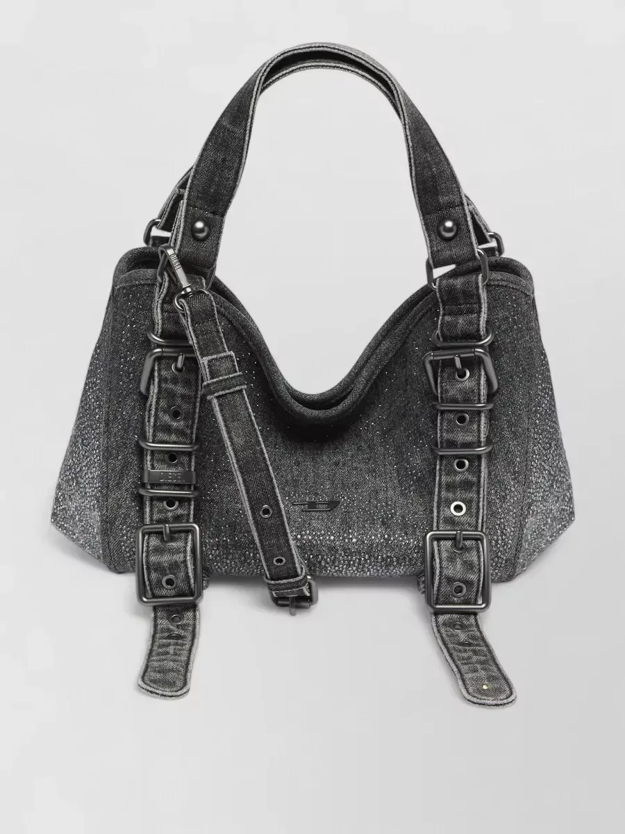Diesel Crystal Denim Tote Small in Black, photo 1