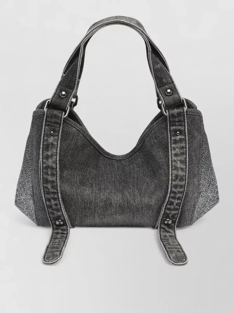 Diesel Crystal Denim Tote Small in Black, photo 3