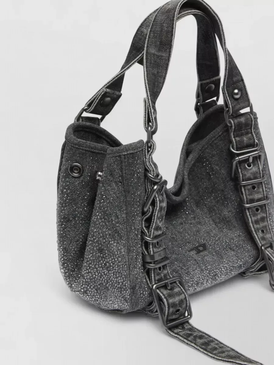 Diesel Crystal Denim Tote Small in Black, photo 4