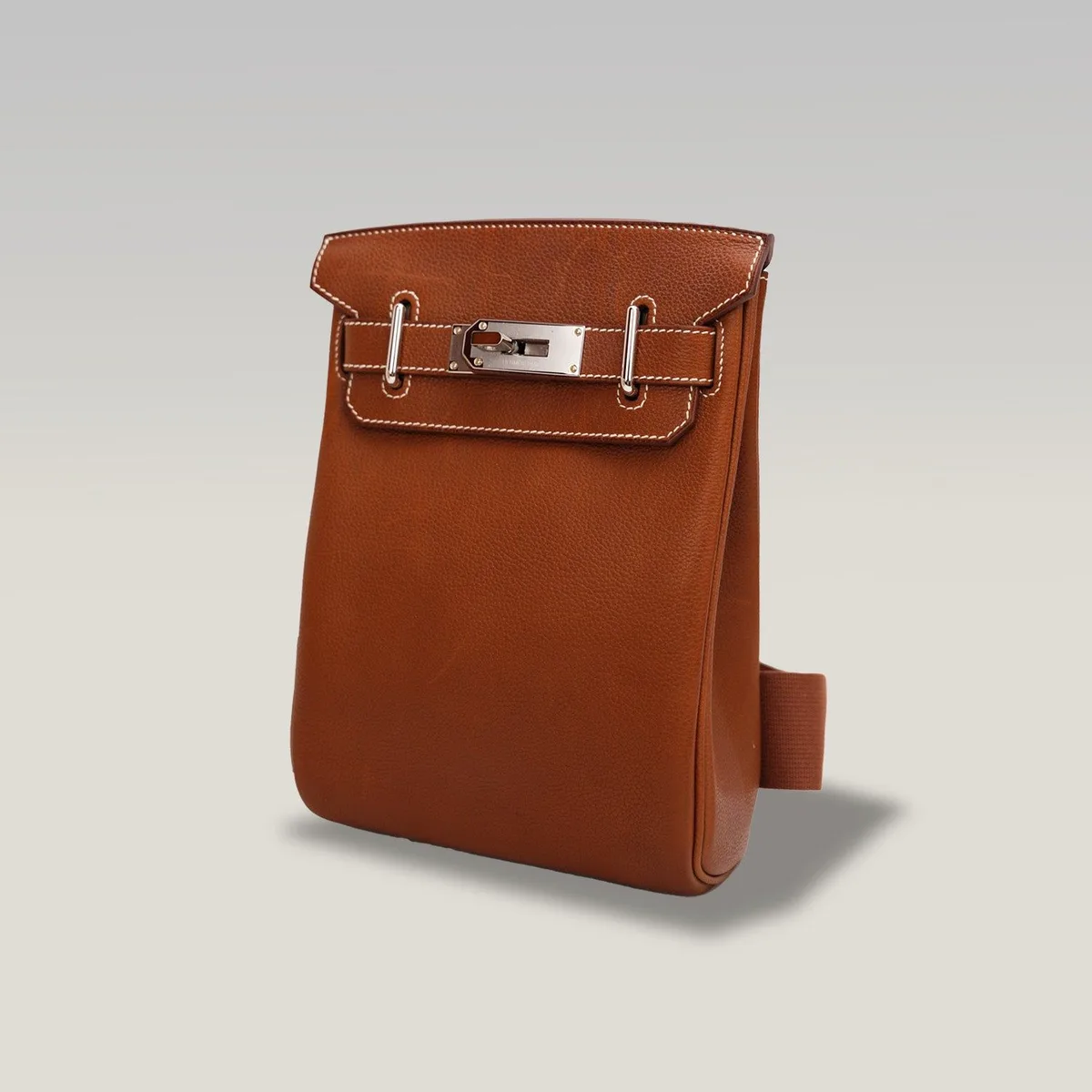 Hermès HAC à Dos Large Backpack in Gold Leather with Silver-Tone Hardware