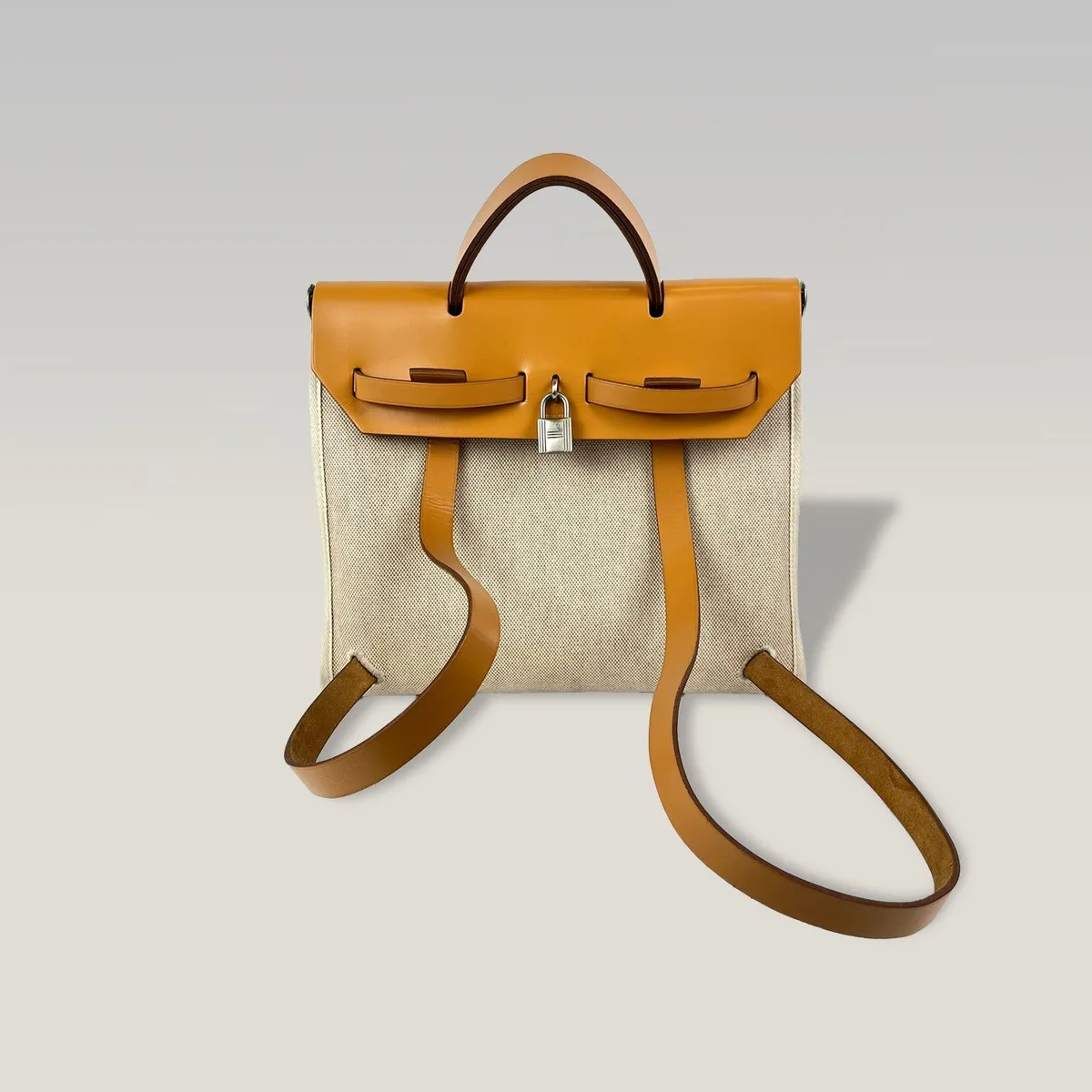 Hermès Herbag Cabas in Beige und Hellbraun, Foto 2