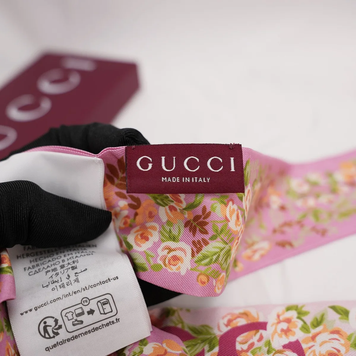 Gucci Silk Twilly in Pink Floral, photo 5