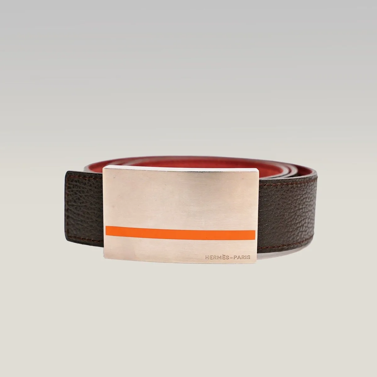 Cintura Hermès in pelle a grana marrone, foto 2