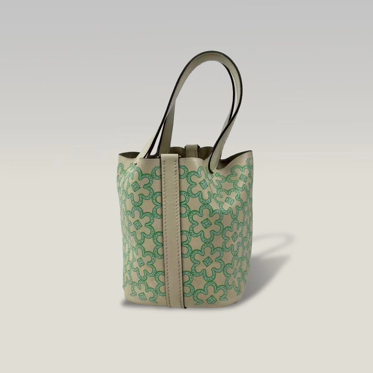 Hermès Picotin Lock 14 Micro in Cream White with Green Floral Print, photo 2