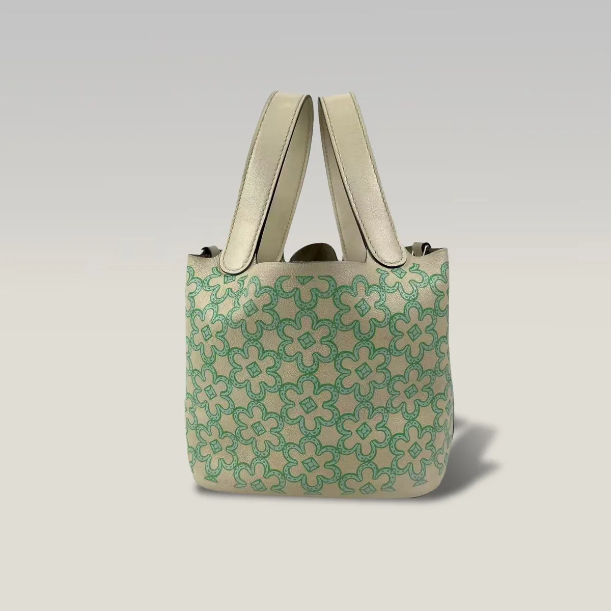 Hermès Picotin Lock 14 Micro in Cream White with Green Floral Print, photo 3