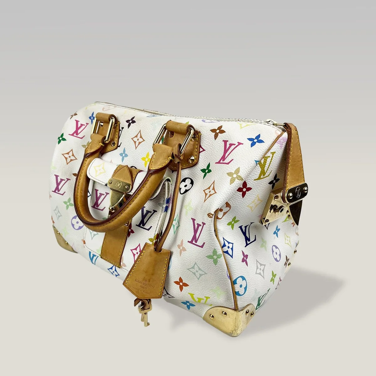 Louis Vuitton x Takashi Murakami Speedy 30 Monogram Multicolore in White