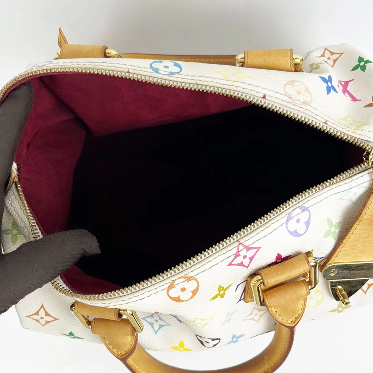 Louis Vuitton Speedy 30 Multicolore in White Multicolore, photo 6