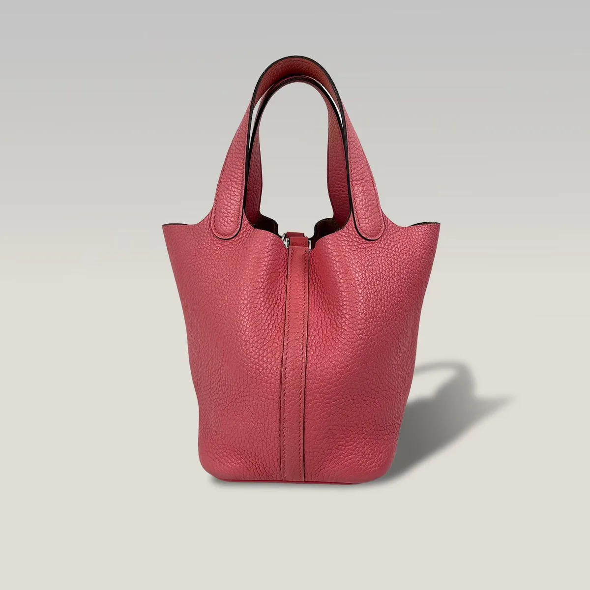 Hermès Picotin Lock 18 in Pink Hammered Leather with Silver Hardware