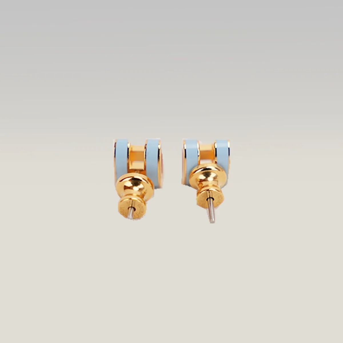 Hermès Pop H Mini Earrings in Gold and Light Blue, photo 3