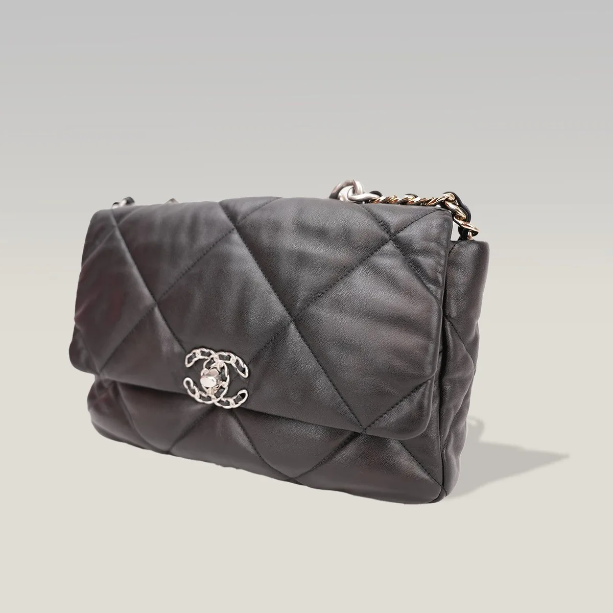 Chanel 19 Large Flap in Black Quilted Lambskin with Silver-Tone Hardware