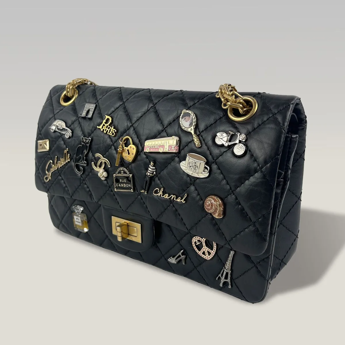 Chanel Lucky Charms Flap in Black Quilted Leather with Gold-Tone Chain