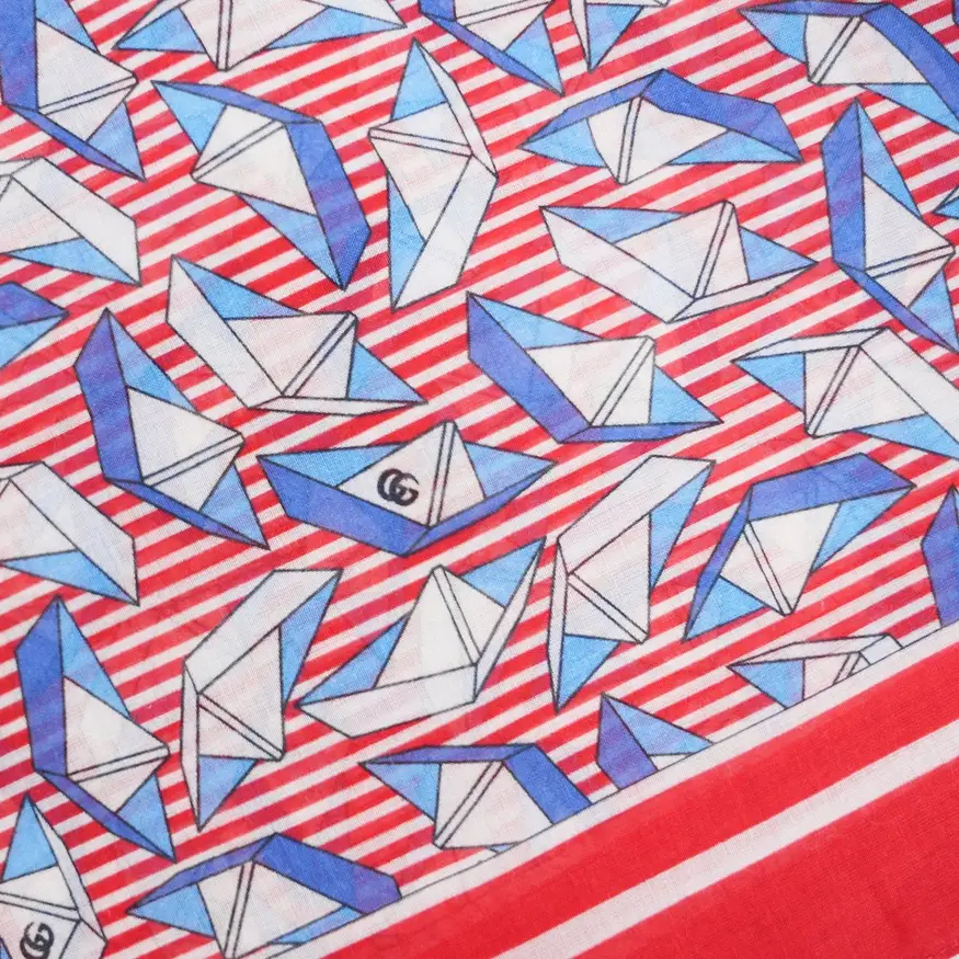 Gucci Origami Boat Silk Scarf in Red, Blue and White, photo 2