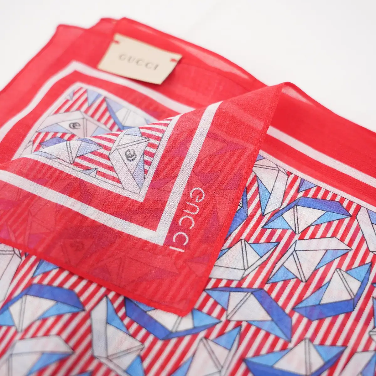 Gucci Origami Boat Silk Scarf in Red, Blue and White, photo 3