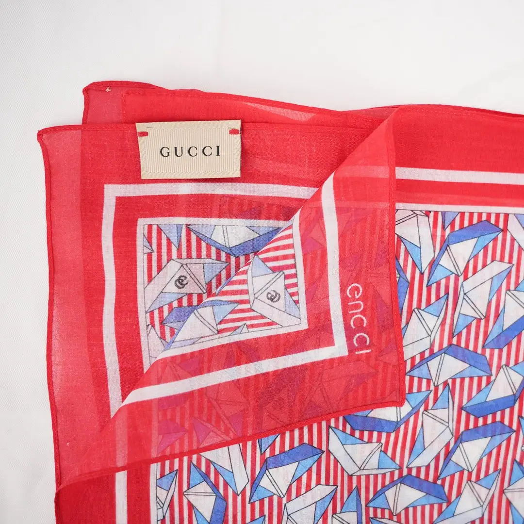 Gucci Origami Boat Silk Scarf in Red, Blue and White, photo 4