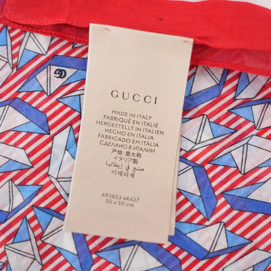Gucci Origami Boat Silk Scarf in Red, Blue and White, photo 5