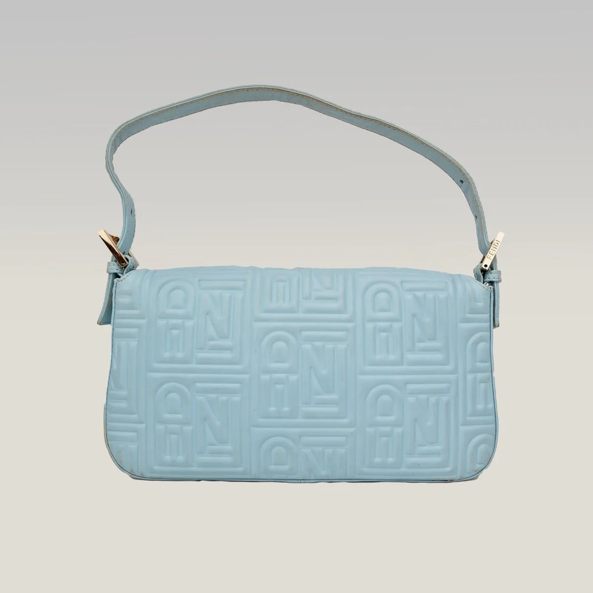 Fendi FF Embossed Shoulder Bag in Sky Blue, photo 3