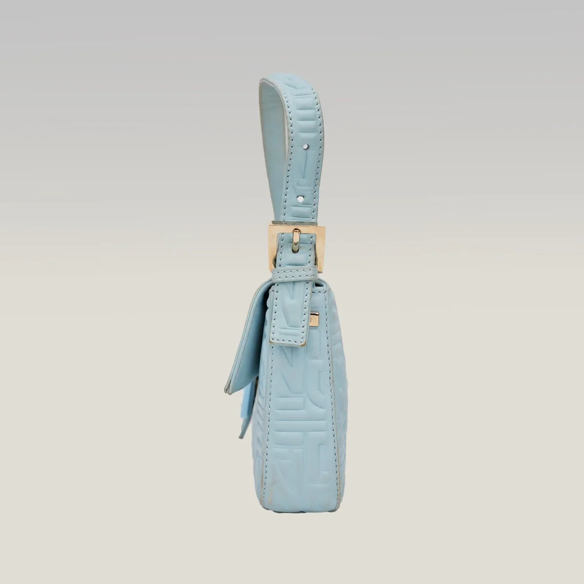 Fendi FF Embossed Shoulder Bag in Sky Blue, photo 5