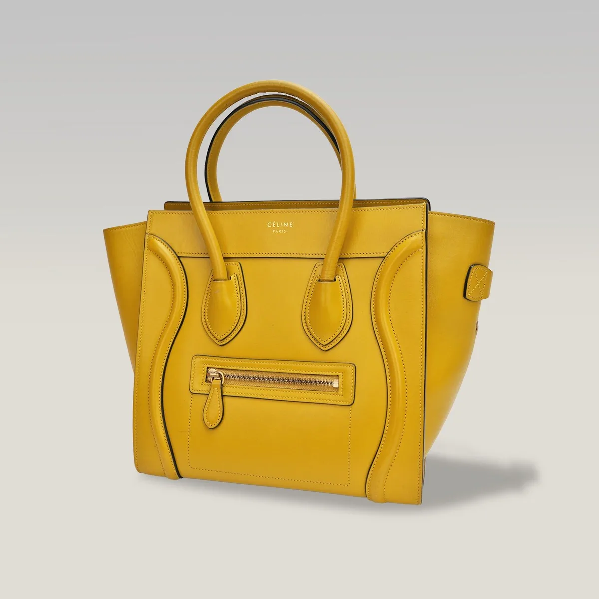 Celine Mini Luggage in Ochre Yellow Calfskin, New and Unworn