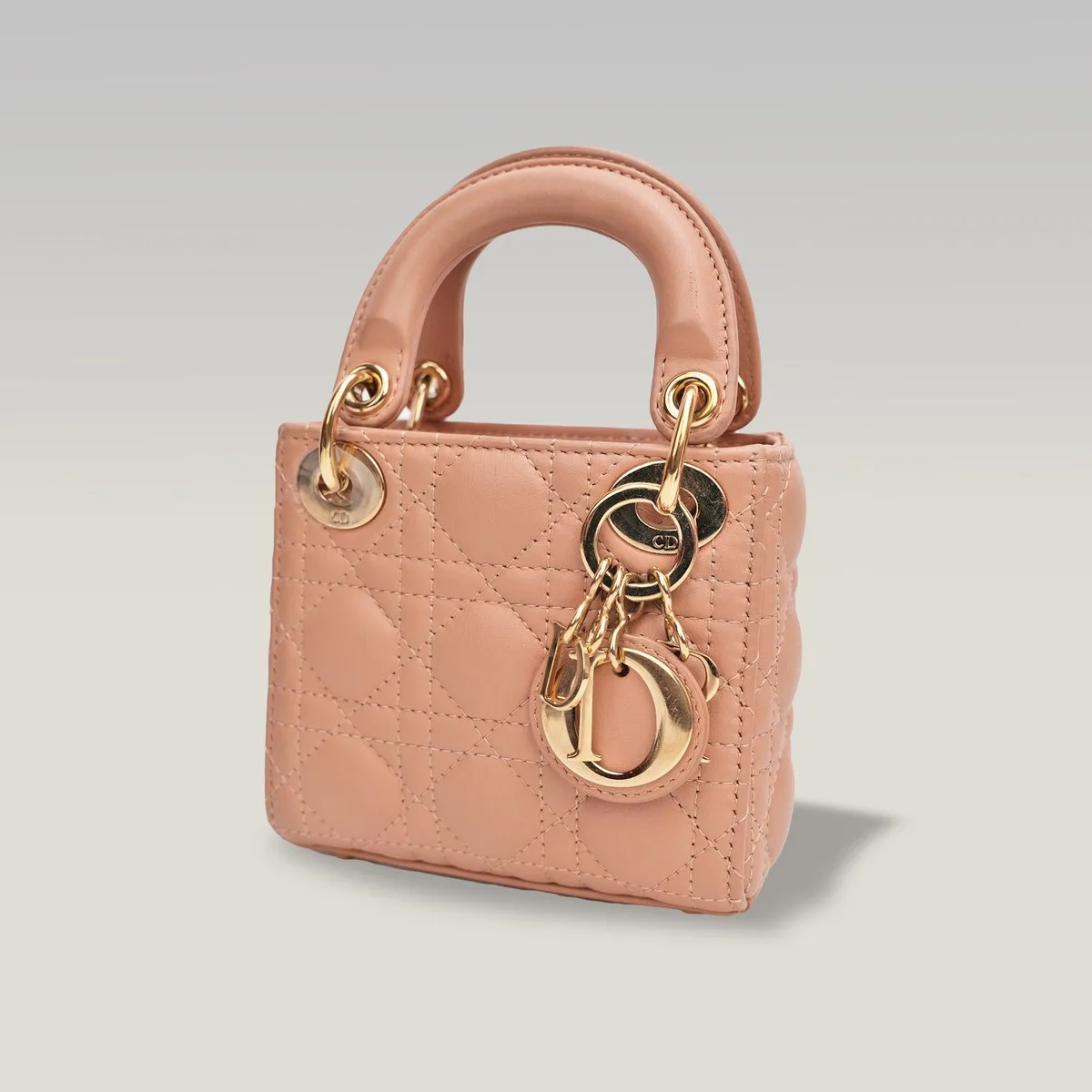 Dior Lady Dior Micro in Powder Pink Lambskin with Chain Strap