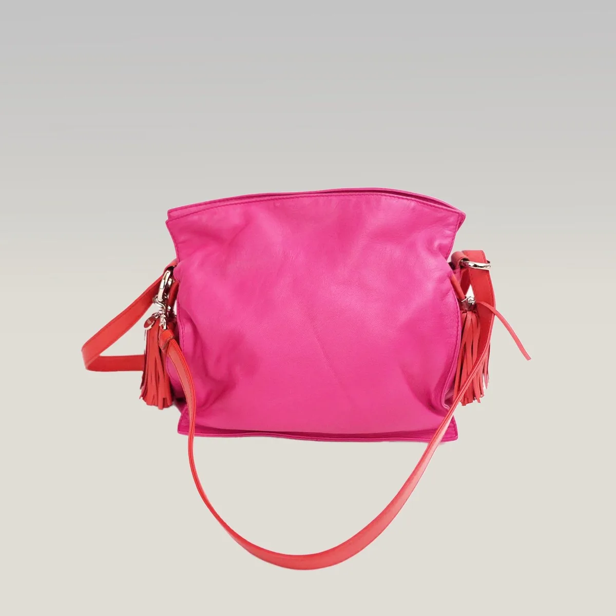 Bolso de hombro Loewe Flamenco Small en rosa fucsia y coral, foto 2