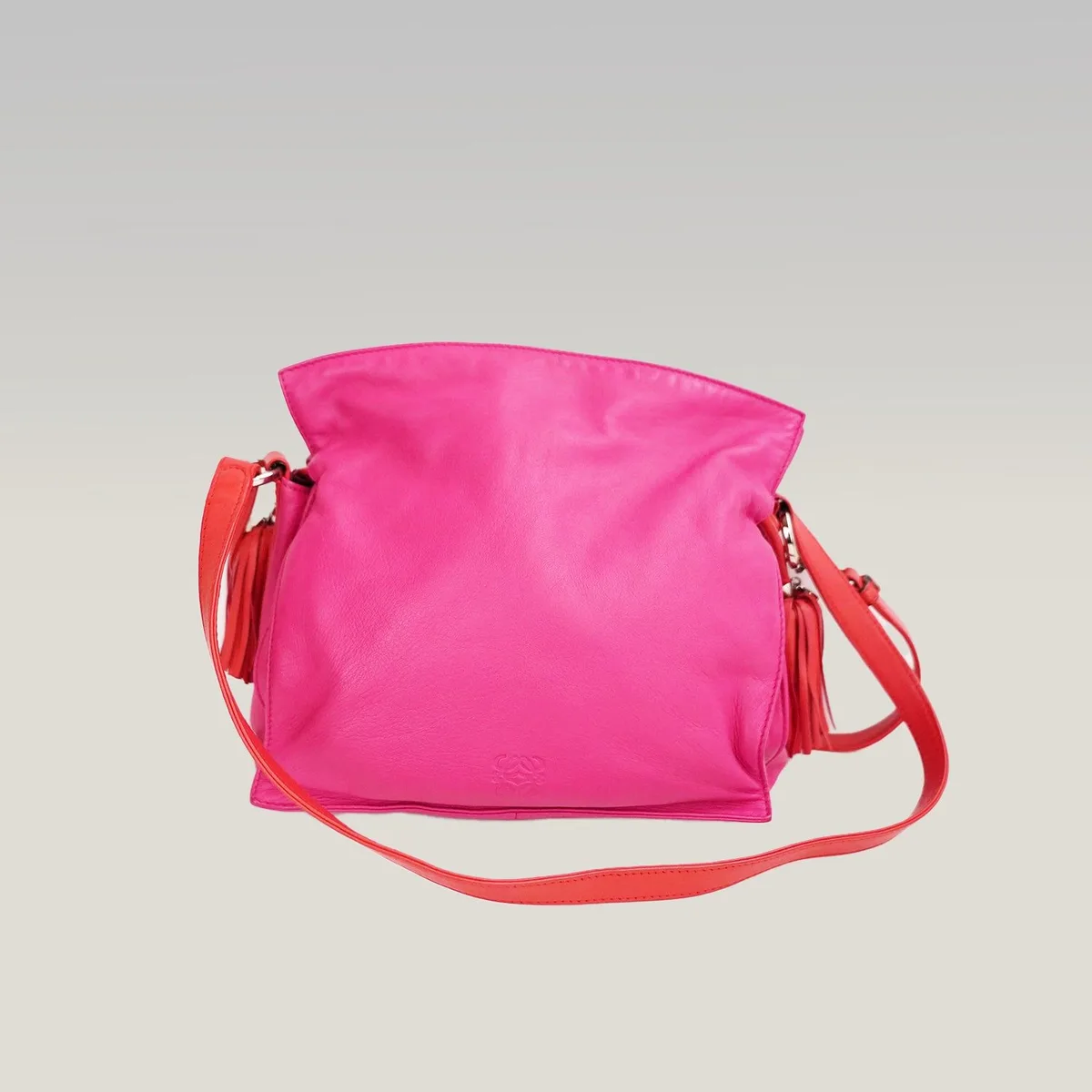 Bolso de hombro Loewe Flamenco Small en rosa fucsia y coral, foto 3
