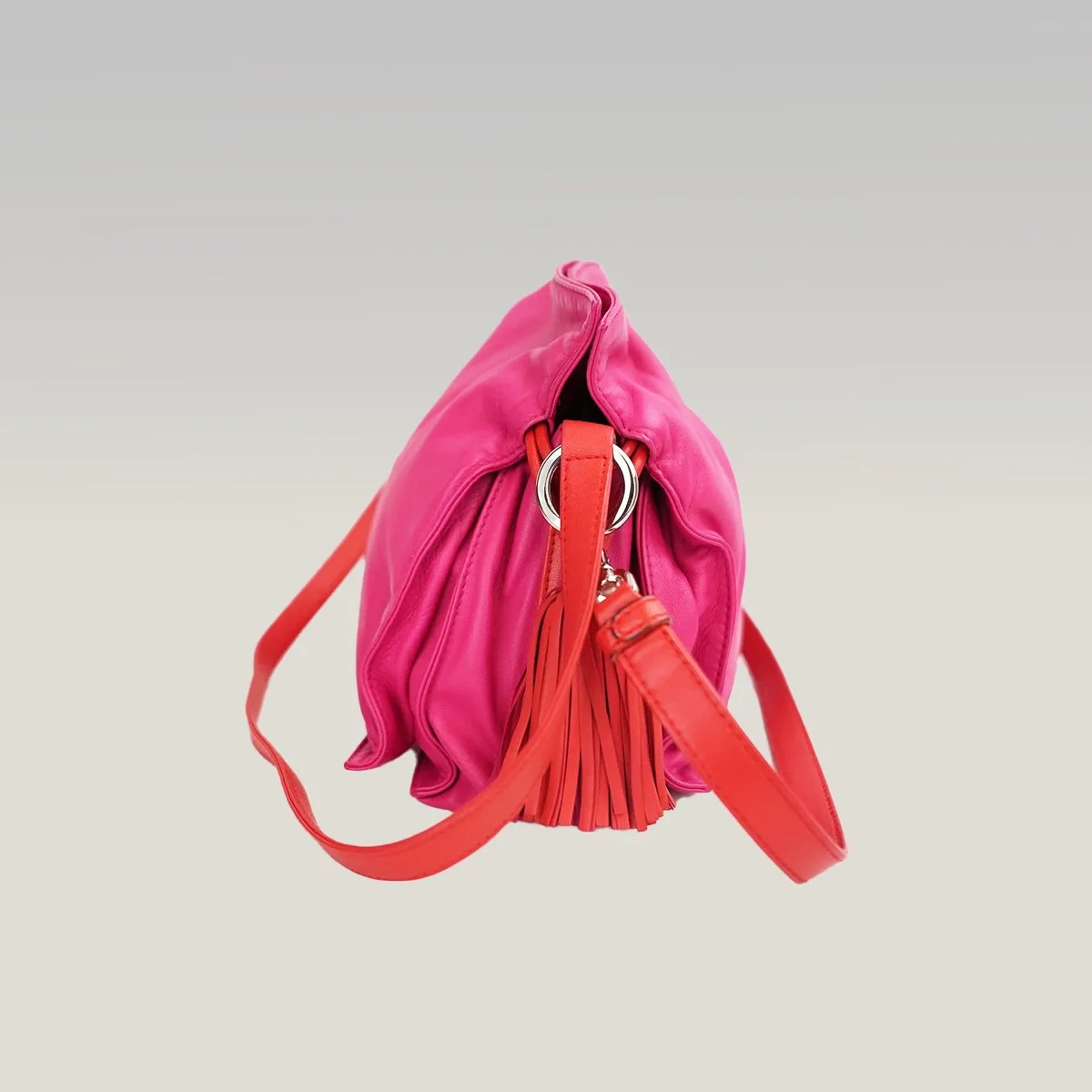Bolso de hombro Loewe Flamenco Small en rosa fucsia y coral, foto 4